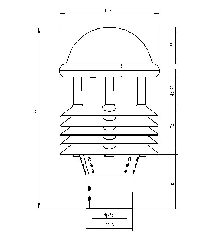 七参数气象传感器产品尺寸图